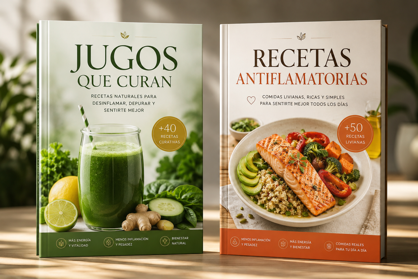 “Menos Inflamada, Más Liviana” recetarios y jugos desinflamantes.